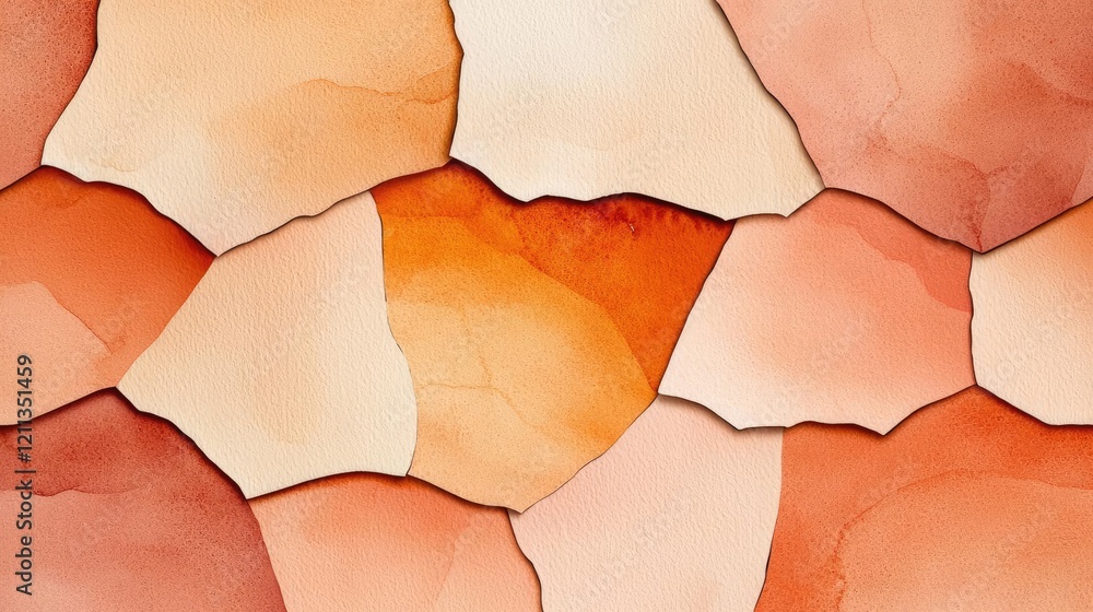 Aufkleber rustic watercolor concept. a textured abstract background featuring soft orange and beige paper laye