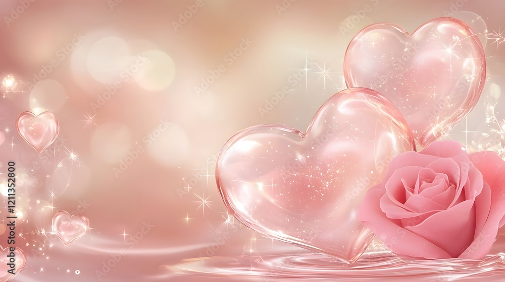 Poster romantic valentine s day setup featuring a love letter envelope a red rose and glowing bokeh accents