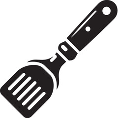 Black Color Spatula Silhouette Vector Illustration, Solid White Background. minimal vector design