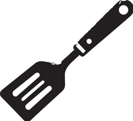 Black Color Spatula Silhouette Vector Illustration, Solid White Background. minimal vector design