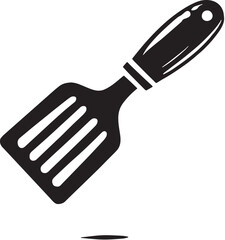 Black Color Spatula Silhouette Vector Illustration, Solid White Background. minimal vector design