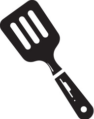 Black Color Spatula Silhouette Vector Illustration, Solid White Background. minimal vector design