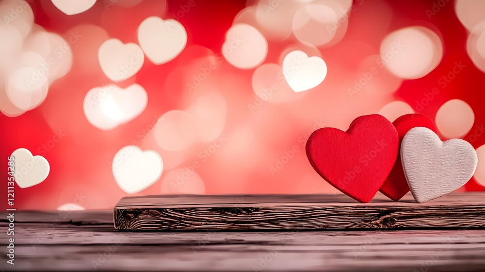 Poster vibrant and colorful heart shaped designs scattered playfully across a luminous gradient backdrop cr