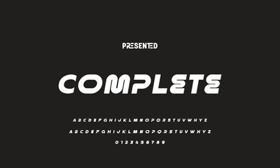 Digital modern alphabet font. Creative abstract urban, futuristic, fashion, sport, minimal technology typography.  Simple vector illustration with number