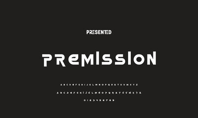 Digital modern alphabet font. Creative abstract urban, futuristic, fashion, sport, minimal technology typography.  Simple vector illustration with number