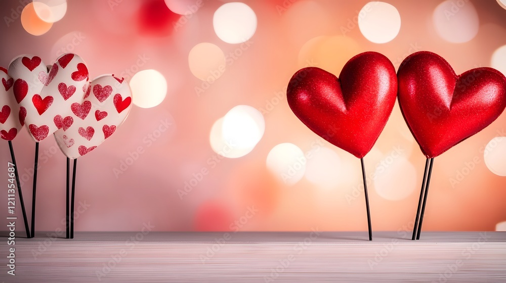 Aufkleber vibrant heart shaped in shades of red and pink against a high contrast radiant gradient background c