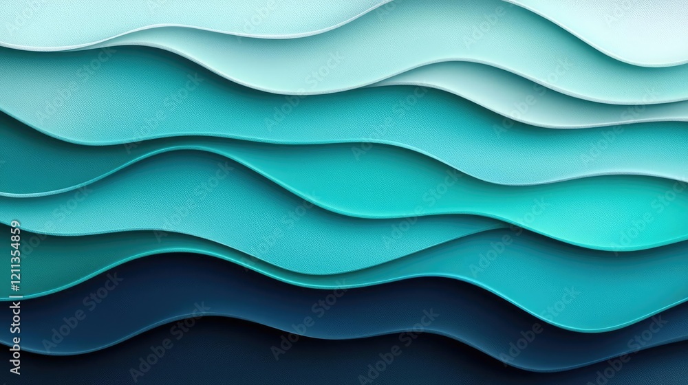 Poster water watercolor concept. abstract wavy patterns in shades of teal create a calming and modern visua