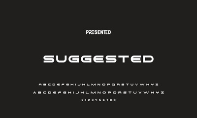 Digital modern alphabet font. Creative abstract urban, futuristic, fashion, sport, minimal technology typography.  Simple vector illustration with number