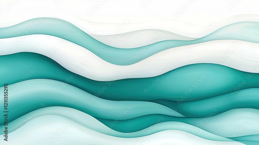Poster water watercolor concept. abstract waves in soothing turquoise and white colors creating a calm visu