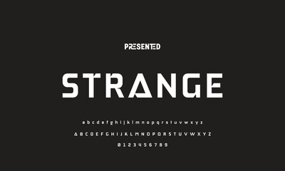 Digital modern alphabet font. Creative abstract urban, futuristic, fashion, sport, minimal technology typography.  Simple vector illustration with number