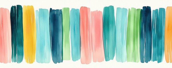 Naklejka premium Tropical watercolor idea. A vibrant watercolor stripe pattern in assorted colors, perfect for creative projects.