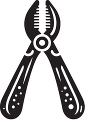 Black Color Tongs Silhouette Vector Illustration, Solid White Background. minimal vector design