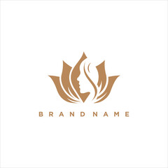 Lotus flower logo on white background template vector logo design
