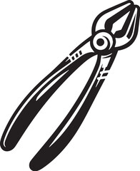 Black Color Tongs Silhouette Vector Illustration, Solid White Background. minimal vector design