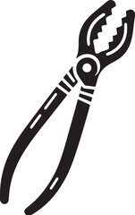 Black Color Tongs Silhouette Vector Illustration, Solid White Background. minimal vector design