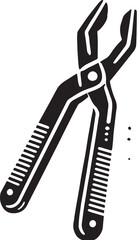 Black Color Tongs Silhouette Vector Illustration, Solid White Background. minimal vector design