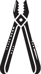 Black Color Tongs Silhouette Vector Illustration, Solid White Background. minimal vector design