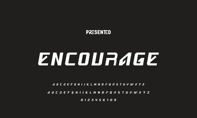 Digital modern alphabet font. Creative abstract urban, futuristic, fashion, sport, minimal technology typography.  Simple vector illustration with number