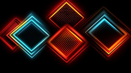 Abstract Neon Squares Design Glowing Brightly