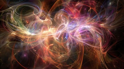 Abstract swirling cosmic nebula art with vibrant colors