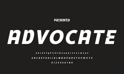 Digital modern alphabet font. Creative abstract urban, futuristic, fashion, sport, minimal technology typography.  Simple vector illustration with number