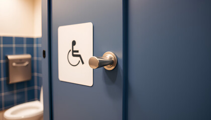 Accessible Restroom Door With Disability Sign and Modern Handle