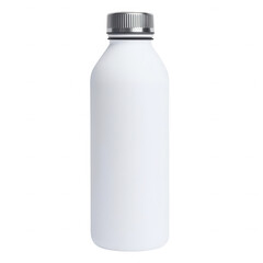Matte White Cylindrical Bottle With Silver Lid and Black Ring