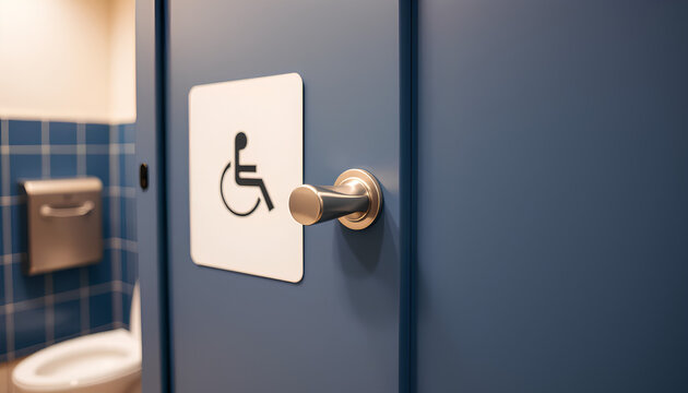 Accessible Restroom Door With Disability Sign and Modern Handle