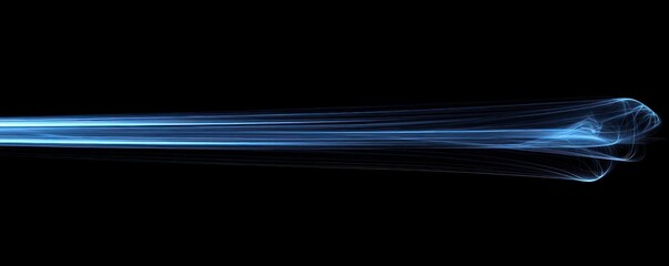 Fototapeta premium Long Indigo Light Streaks in Digital Art on Black Background