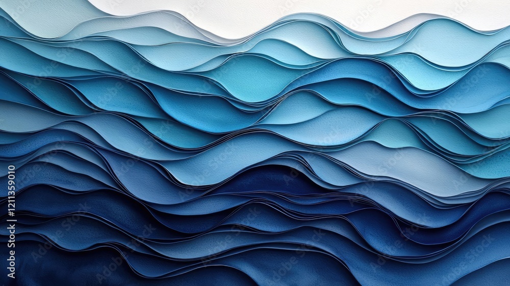 Poster water watercolor concept. abstract representation of ocean waves in stunning blue tones and flowing 