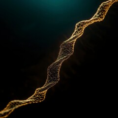 Futuristic Golden Particle Network  Abstract Big Data Visualization  3D Render