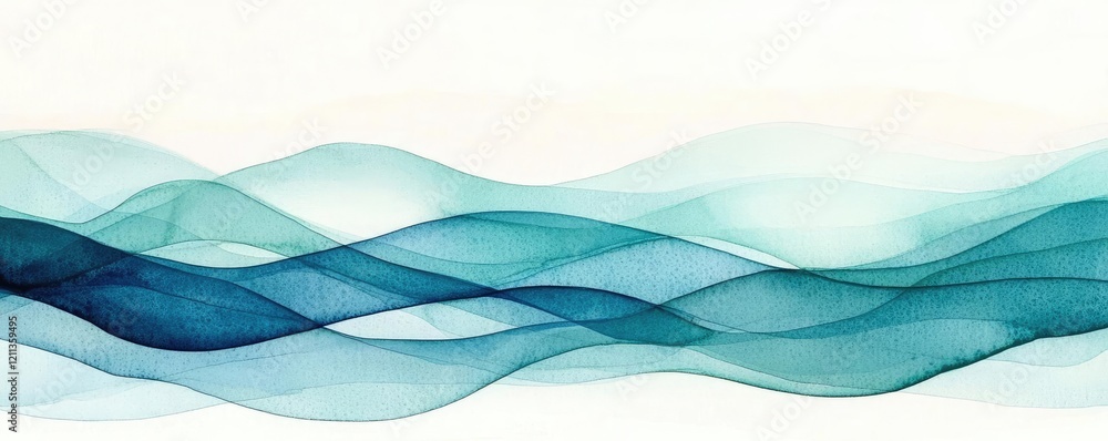 Poster water watercolor concept. abstract wavy lines in shades of blue create a serene and calming visual e