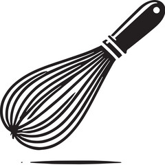 Black Color Whisk Silhouette Vector Illustration, Solid White Background. minimal vector design