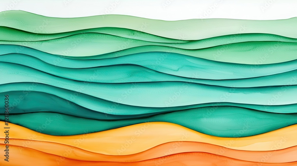 Poster tropical watercolor idea. colorful abstract waves create a soothing and dynamic visual experience.