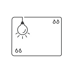 lineart quotation template with lightbulb. flat stroke modern graphic art logotype sticker or title design isolated on white background. concept of metaphor