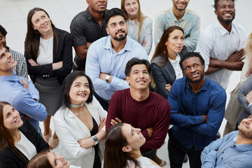 Fototapeta premium Top view group of successful business people