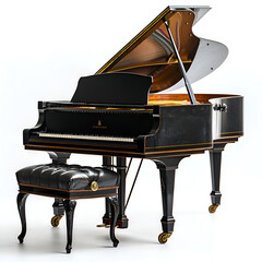 Elegant Black Grand Piano Showcasing Wood Craftsmanship and Vintage Design for Sophisticated Home Decor