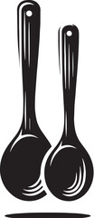 Black Color Wooden Spoon Silhouette Vector Illustration, Solid White Background. minimal vector design