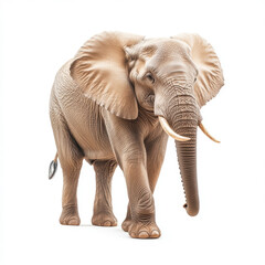 Obraz premium Majestic african elephant standing gracefully on white background, wildlife , animal portrait, natural beauty