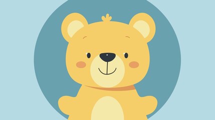 Cheerful Yellow Bear Teddy Flat Vector Illustration