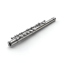 Fototapeta premium Shiny Silver Flute Close-Up in Musical Performance by Professional Musician