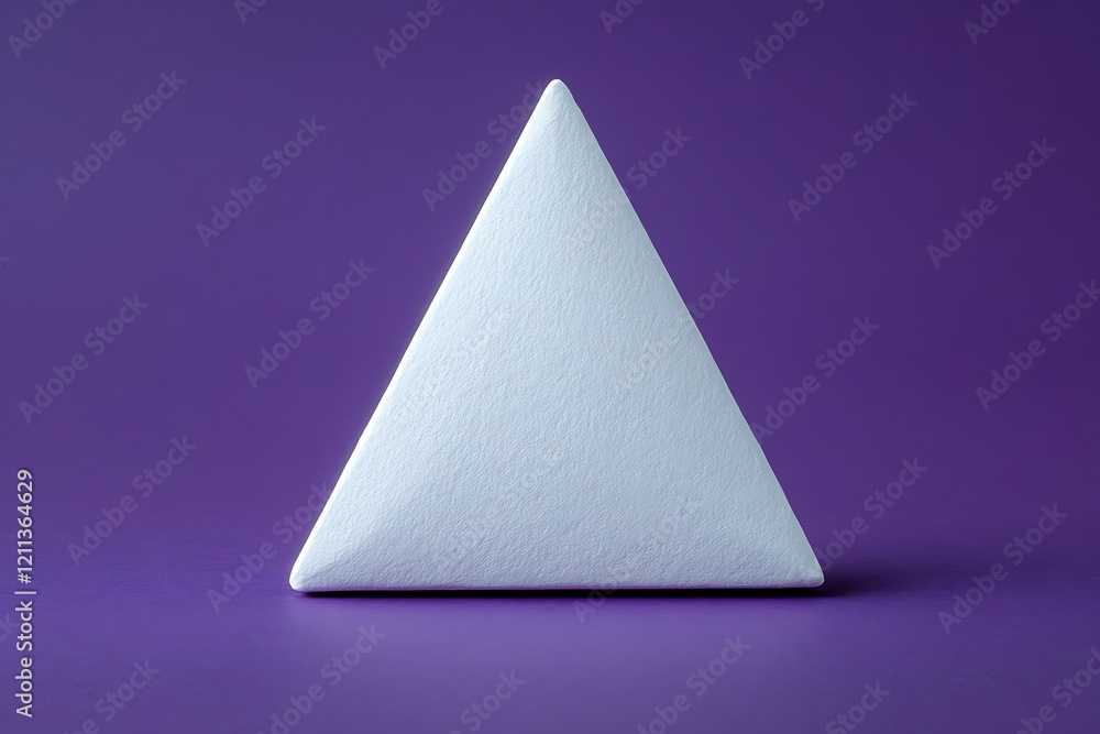 Poster white triangular object on purple background