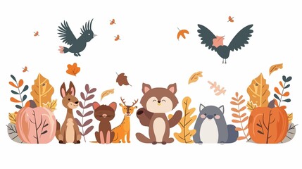 Obraz premium Thanksgiving Celebration with Cute Animals