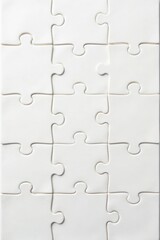 Blank White Jigsaw Puzzle Pieces Arranged in a Grid Pattern Ready for Completion Representing Unity, Teamwork, and Problem-Solving
