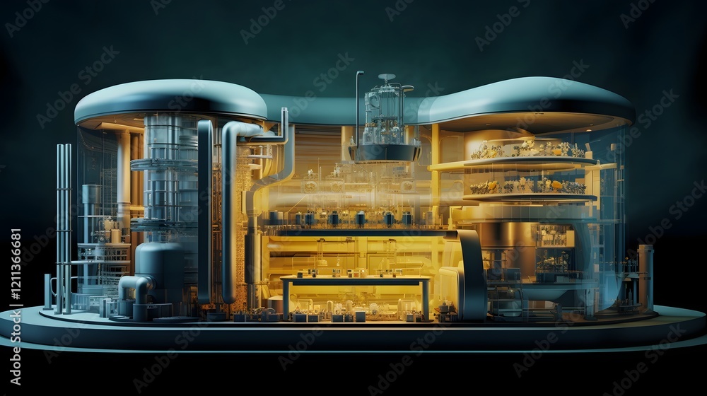 Aufkleber detailed cross section of a nuclear reactor showing its internal structure and components including 