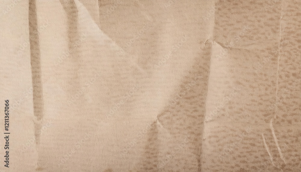 Poster neutral beige textured paper background with subtle crumpled folds and light shadow variations, ideal for design or crafting projects