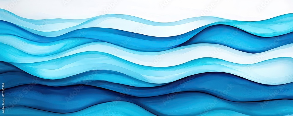 Poster water watercolor concept. abstract waves in shades of blue creating a serene and calming ocean effec