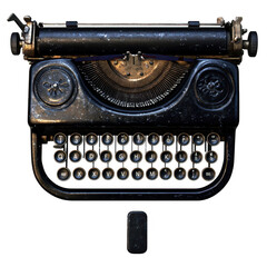 Vintage Black Typewriter with Brass Accents and Eraser