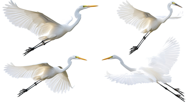 Egrets Soaring Gracefully With Open Wings Generative AI