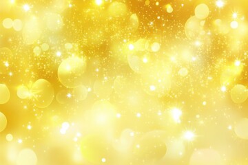Golden bokeh confetti overlay with glowing yellow circles and sparkling dust, creating a luxurious festive background